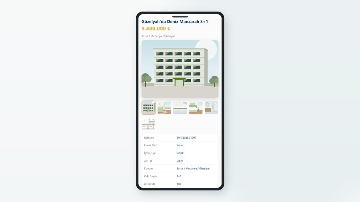 EmlakCRM paylaşım sayfası: müşterinin telefonunda görünen ilan
